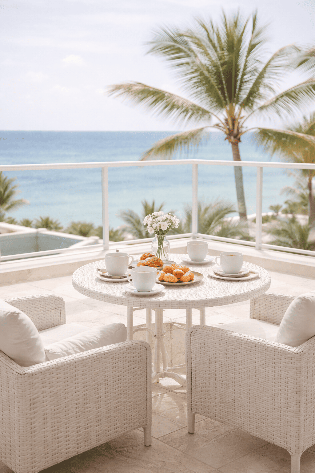 Terrazza con colazione vista mare